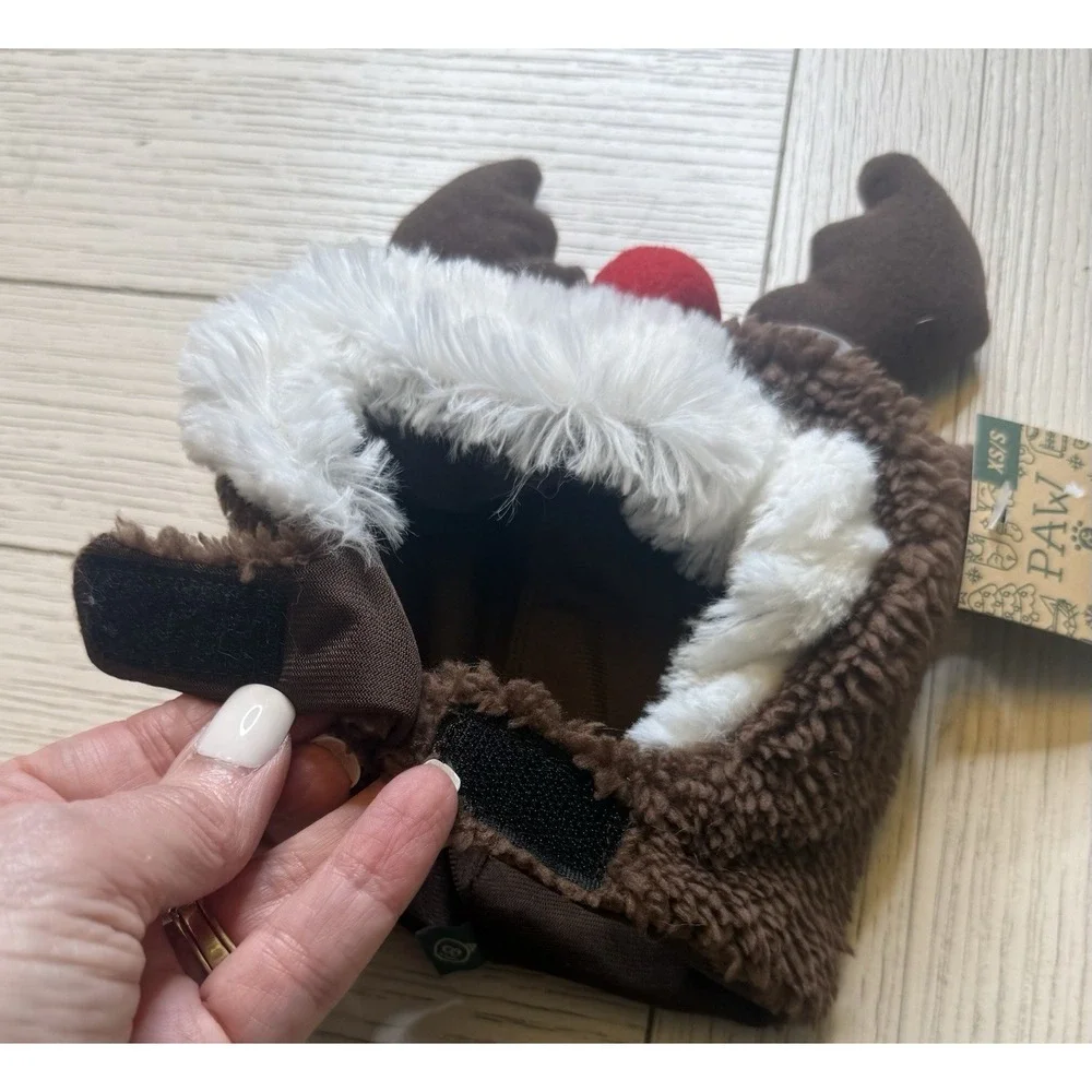 Paw & Tails New W/ Tags Rudolph Pet Hat W/ Hook & Loop‎ Closure. XS/S Christmas